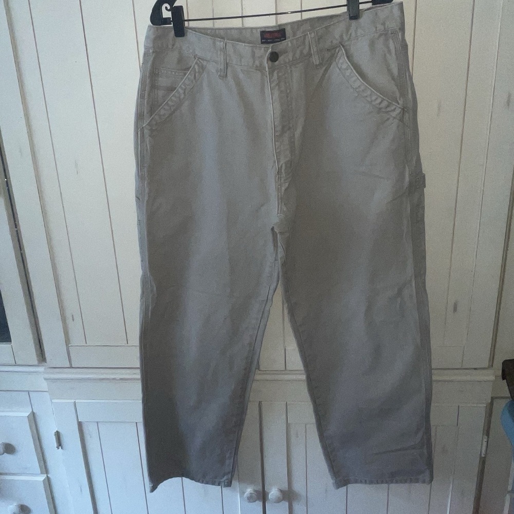 Wolverine Jeans Men's Sz 38x30 Beige Tan Canvas Baggy Loose Leg Carpenter Pants